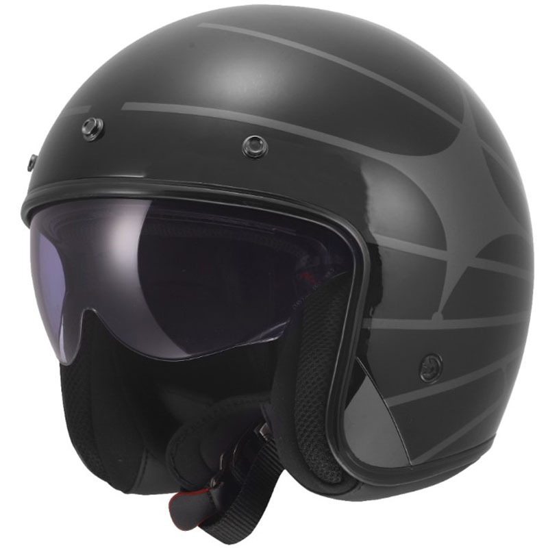 Otvorená prilba na motorku LS2 OF601 Bob II Cosmic lesklá čierno-sivá