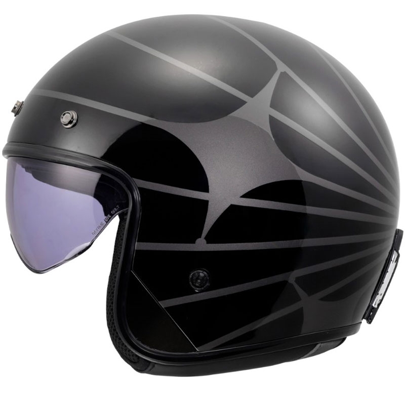 Otvorená prilba na motorku LS2 OF601 Bob II Cosmic lesklá čierno-sivá