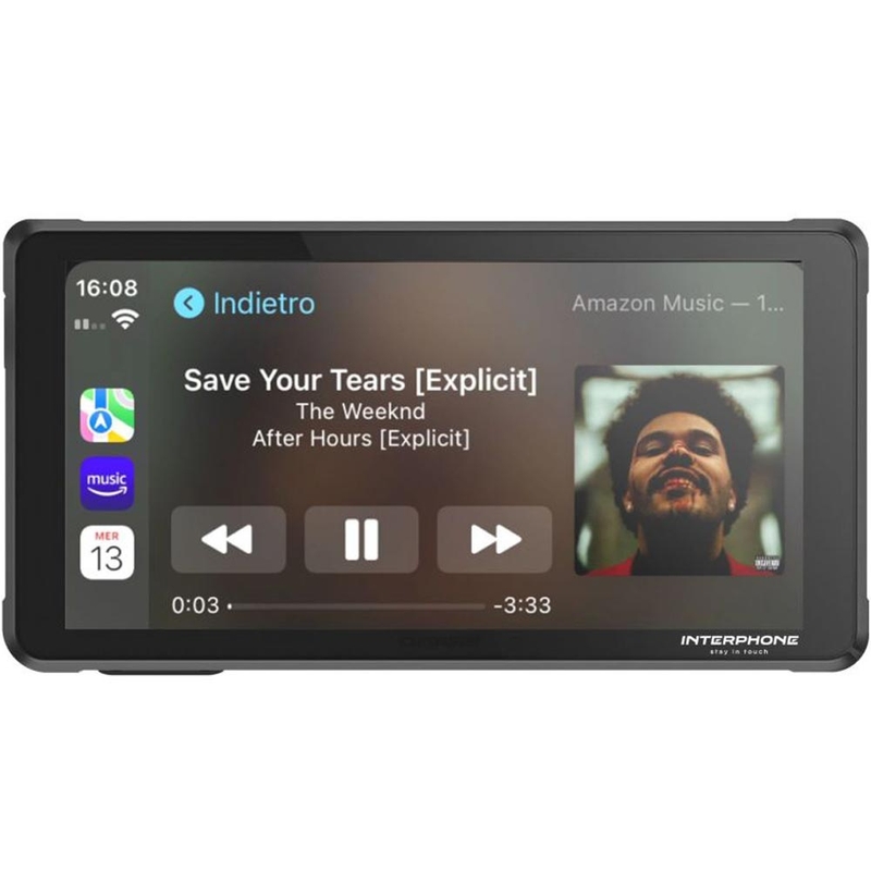 Displej pre zrkadlenie telefónu na motorku s ochranným sklom Interphone RideSync čierny