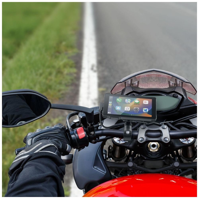 Displej pre zrkadlenie telefónu na motorku s ochranným sklom Interphone RideSync čierny