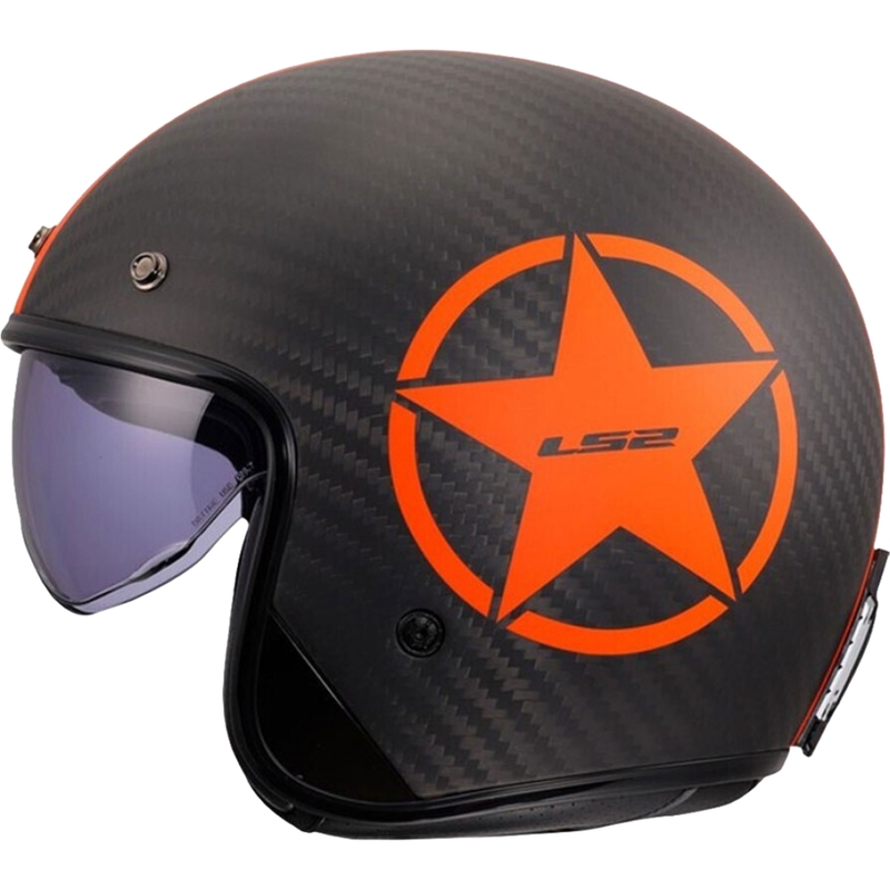 Otvorená prilba na motorku LS2 OF601 Bob II Carbon Star matná oranžová