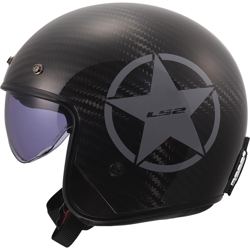 Otvorená prilba na motorku LS2 OF601 Bob II Carbon Star lesklá sivá