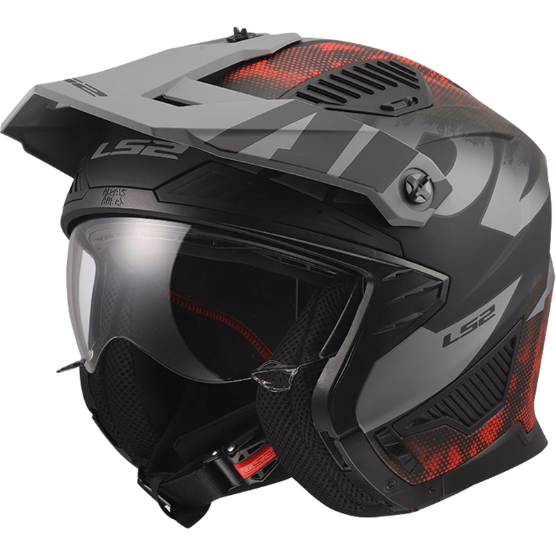 Trial prilba na motorku LS2 OF606 Drifter Gas matná sivo-červená