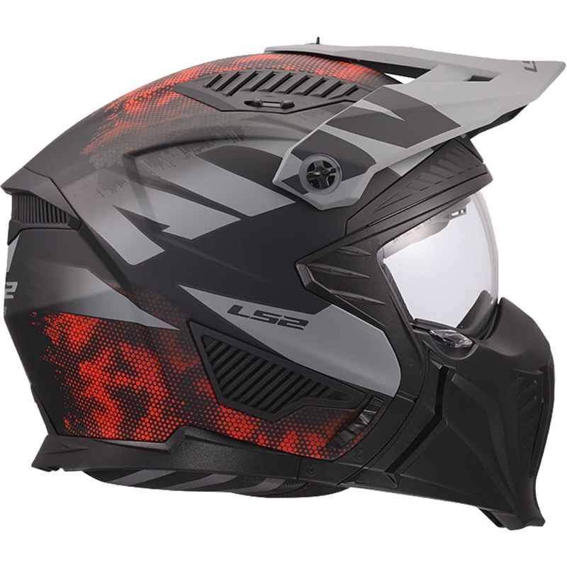 Trial prilba na motorku LS2 OF606 Drifter Gas matná sivo-červená