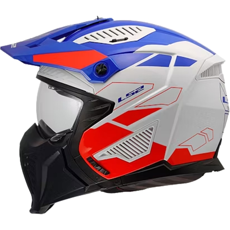 Trial prilba na motorku LS2 OF606 Drifter Gas lesklá bielo-modro-červená
