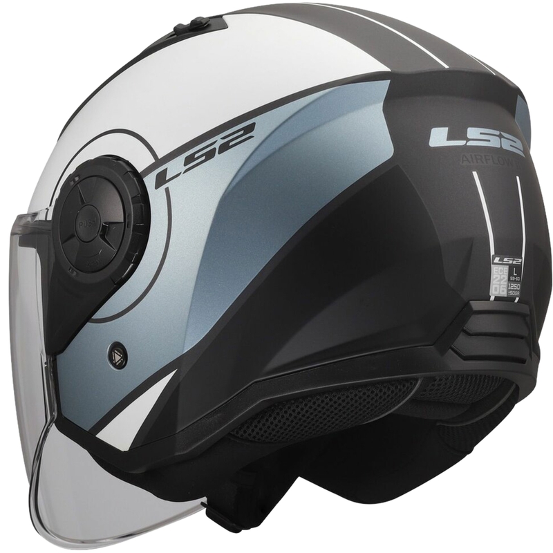 Otvorená prilba na motorku LS2 OF616 Airflow II Cover matná šedo-modrá