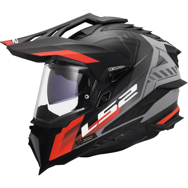 Enduro prilba LS2 MX701 Explorer Hexa matná čierno-červeno-sivá