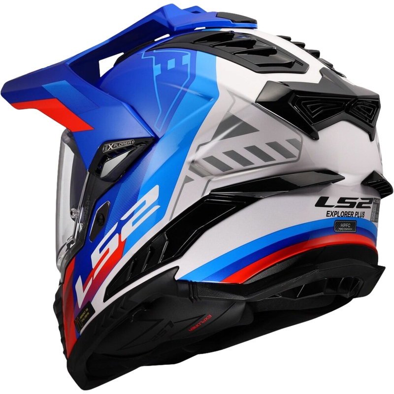 Enduro prilba LS2 MX701 Explorer Hexa lesklá bielo-modro-červená