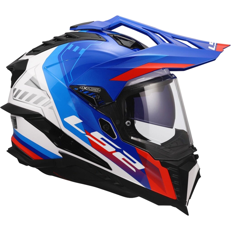 Enduro prilba LS2 MX701 Explorer Hexa lesklá bielo-modro-červená