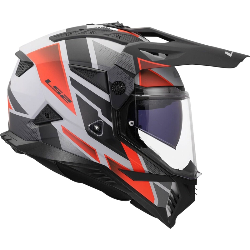 Enduro prilba na motorku LS2 MX702 Pioneer II Block matná sivo-červená
