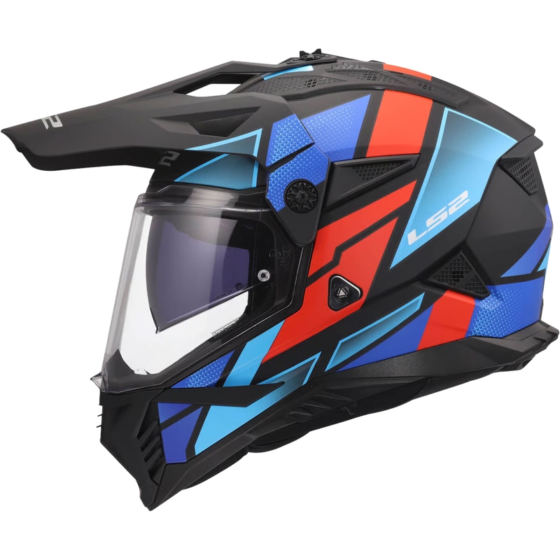 Enduro prilba na motorku LS2 MX702 Pioneer II Block matná čierno-červeno-modrá