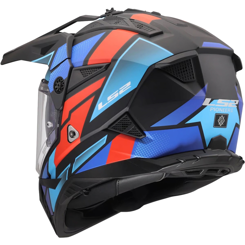 Enduro prilba na motorku LS2 MX702 Pioneer II Block matná čierno-červeno-modrá