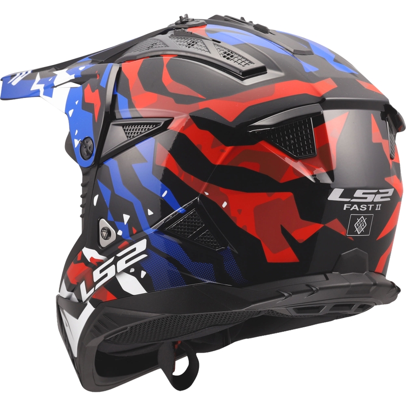 Motokrosová prilba LS2 MX708 Fast II Grotesk lesklá bielo-modro-červená