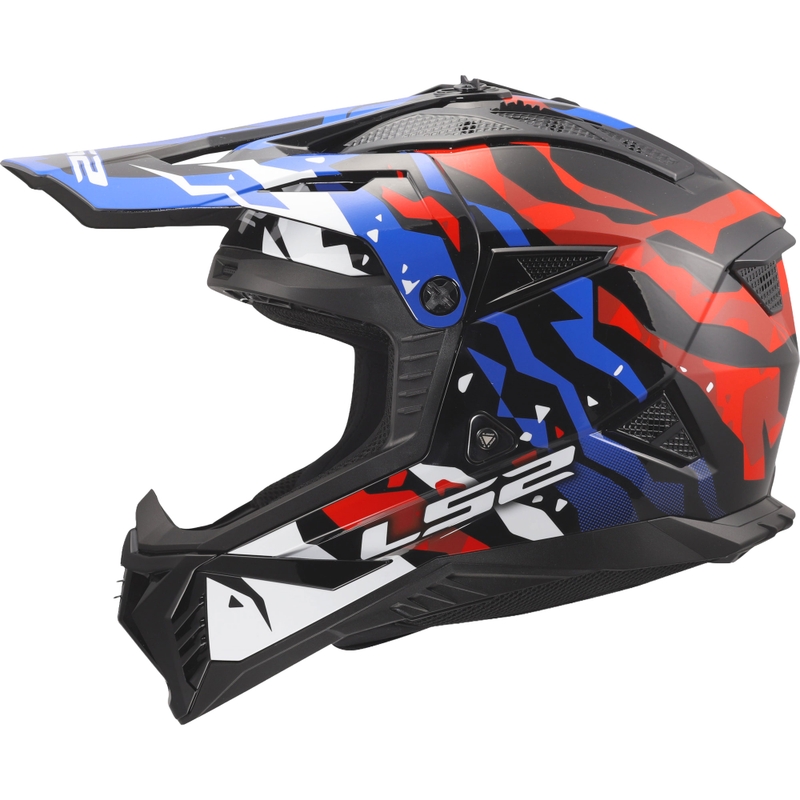 Motokrosová prilba LS2 MX708 Fast II Grotesk lesklá bielo-modro-červená