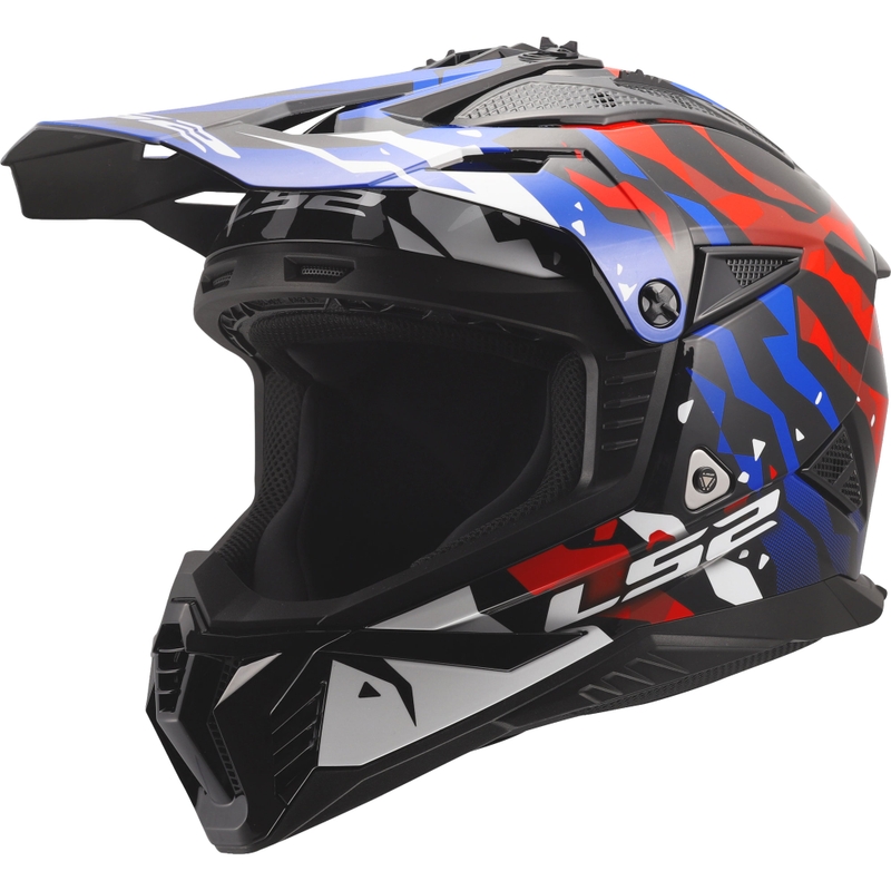 Motokrosová prilba LS2 MX708 Fast II Grotesk lesklá bielo-modro-červená