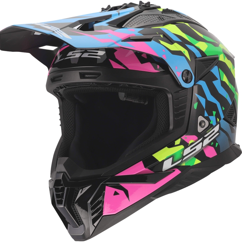 Motokrosová prilba LS2 MX708 Fast II Grotesk lesklá modro-ružovo-zelená
