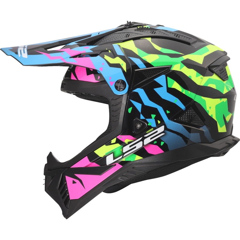 Motokrosová prilba LS2 MX708 Fast II Grotesk lesklá modro-ružovo-zelená