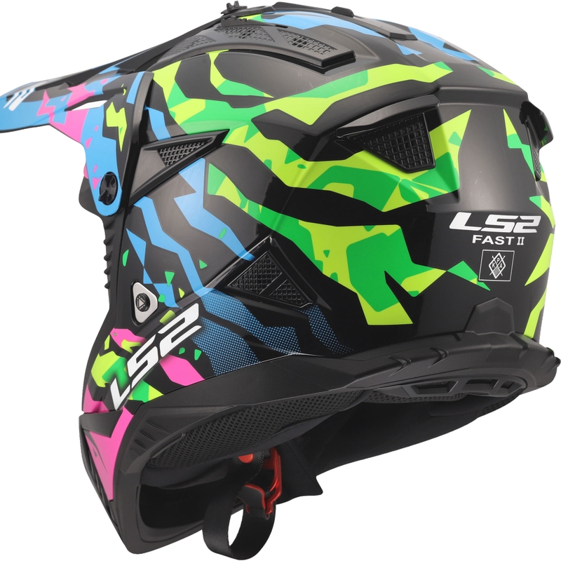 Motokrosová prilba LS2 MX708 Fast II Grotesk lesklá modro-ružovo-zelená