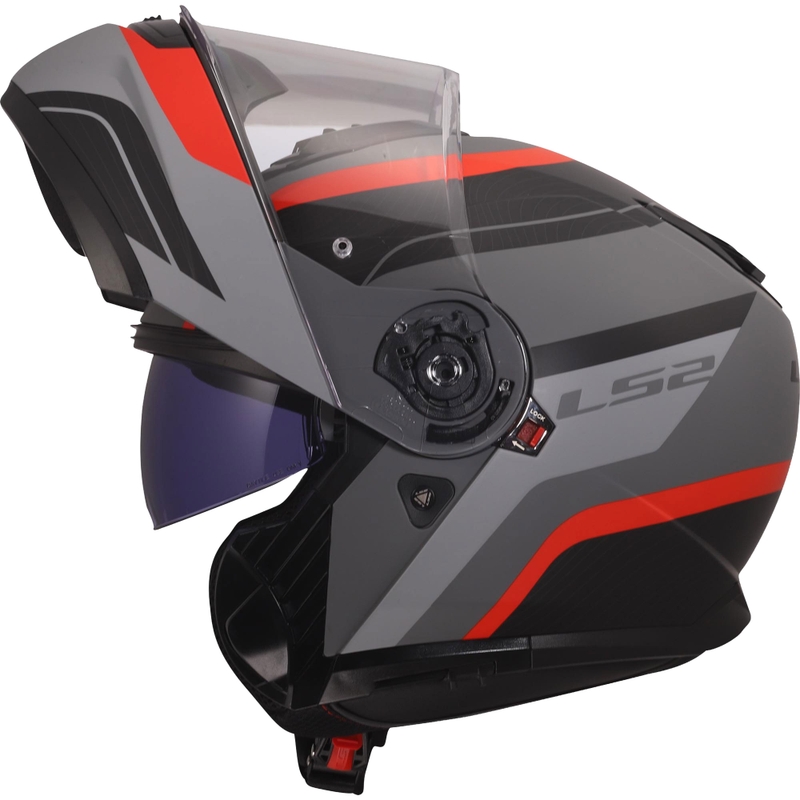 Vyklápacia prilba LS2 FF908 Strobe II Monza matná čierno-sivo-červená