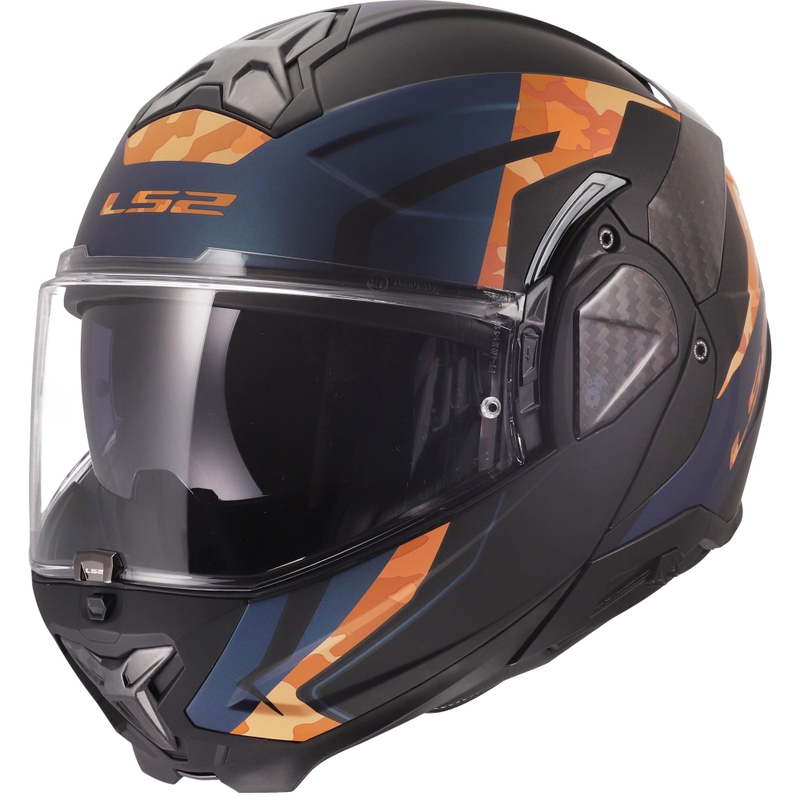 Preklápacia prilba na motorku LS2 FF910 Advant II Glide matná čierno-oranžová