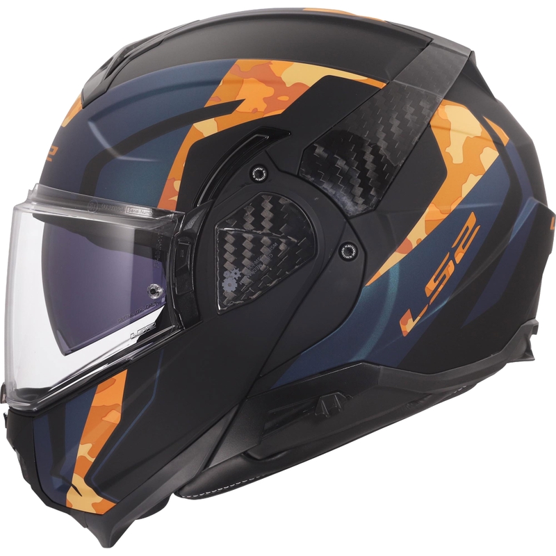 Preklápacia prilba na motorku LS2 FF910 Advant II Glide matná čierno-oranžová