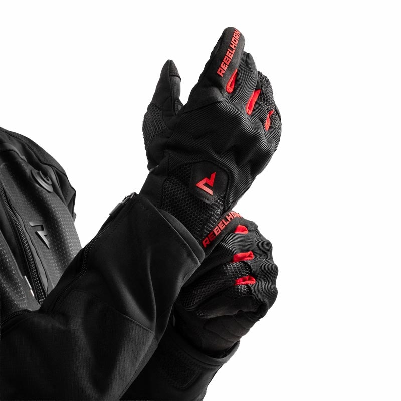 Rukavice na motorku Rebelhorn Core čierno-červené