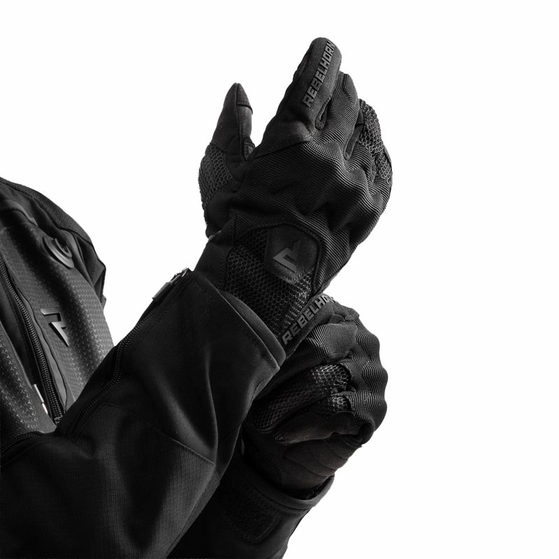 Rukavice na motorku Rebelhorn Core čierno-šedo-fluo žlté