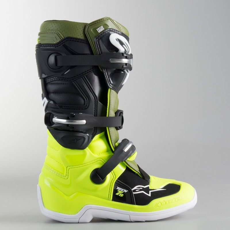 Detské vysoké čižmy na motocykel Alpinestars Tech 7 S čierno-zeleno-fluorescenčno žlté