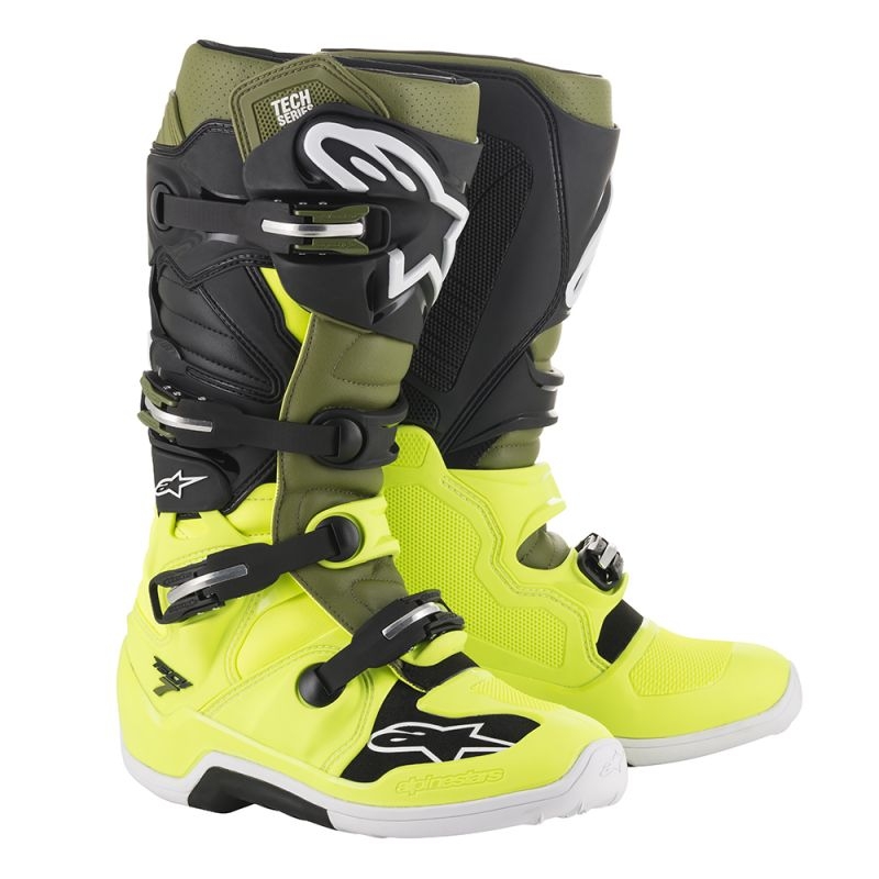 Detské vysoké čižmy na motocykel Alpinestars Tech 7 S čierno-zeleno-fluorescenčno žlté