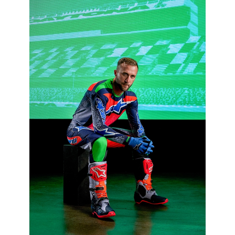 Motokrosové nohavice Alpinestars Supertech limitovaná edícia Records šedo-farebné