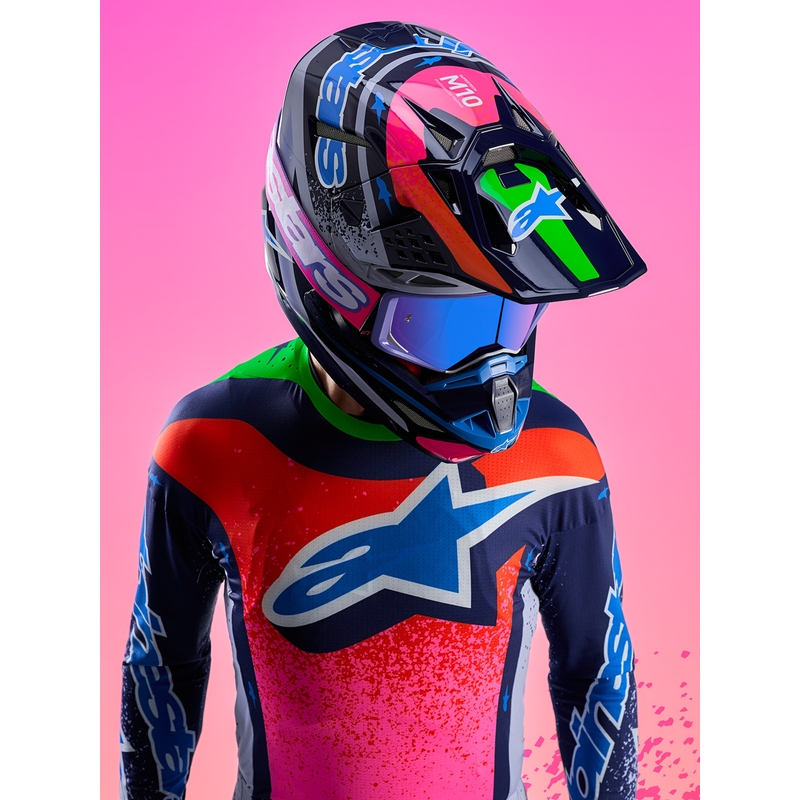 Motokrosová prilba Alpinestars Supertech S-M10 limitovaná edícia Records šedo-farebná