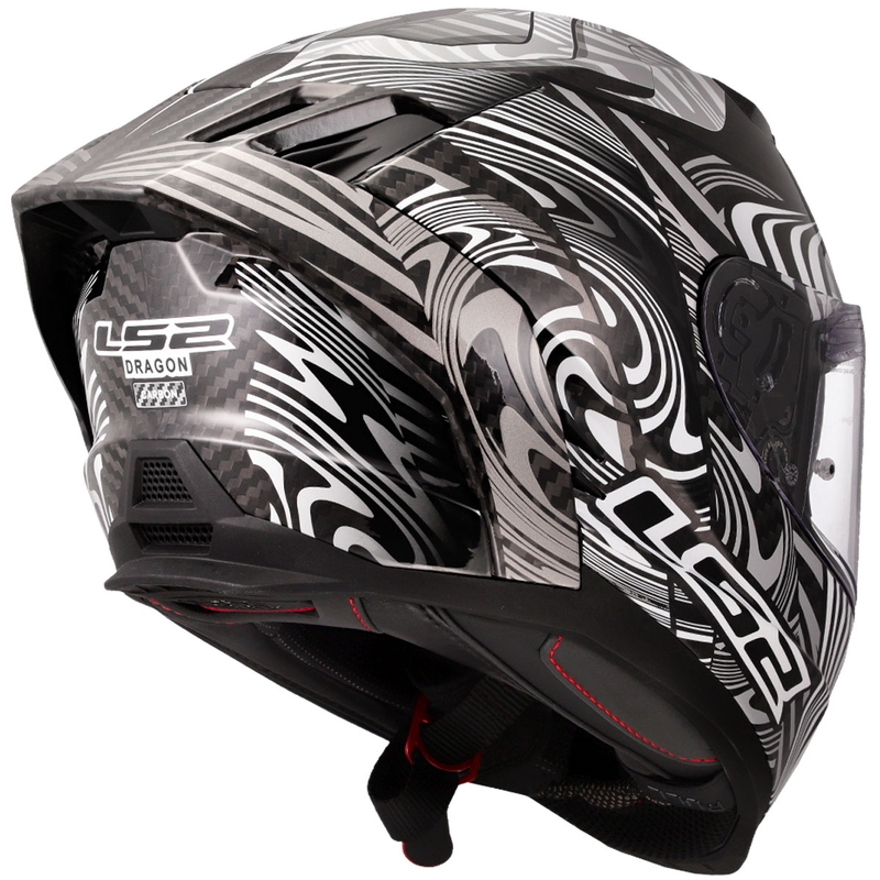 Integrálna helma na motorku LS2 FF807 Dragon Carbon Enthum lesklá strieborná