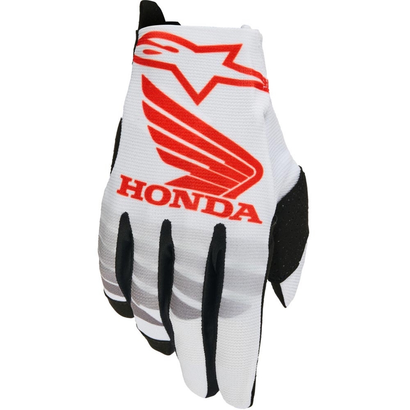 Motokrosové rukavice Alpinestars Radar Honda kolekcia bielo-čierno-červená