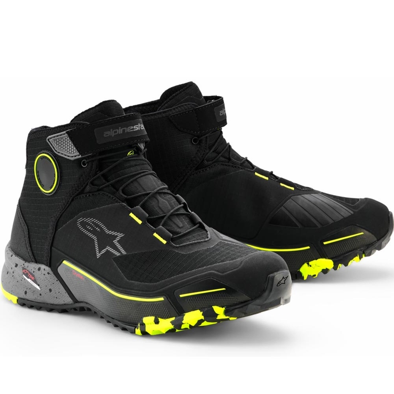 Topánky na motorku Alpinestars CR-X Drystar čierno-tmavo šedo-fluo žlté