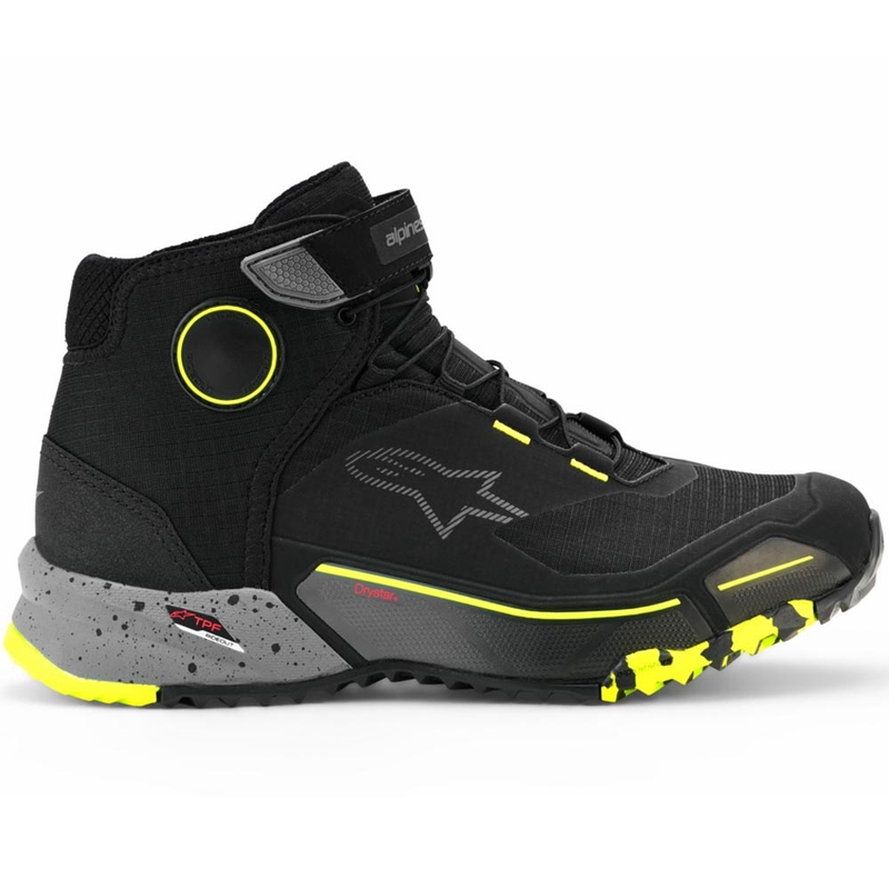 Topánky na motorku Alpinestars CR-X Drystar čierno-tmavo šedo-fluo žlté