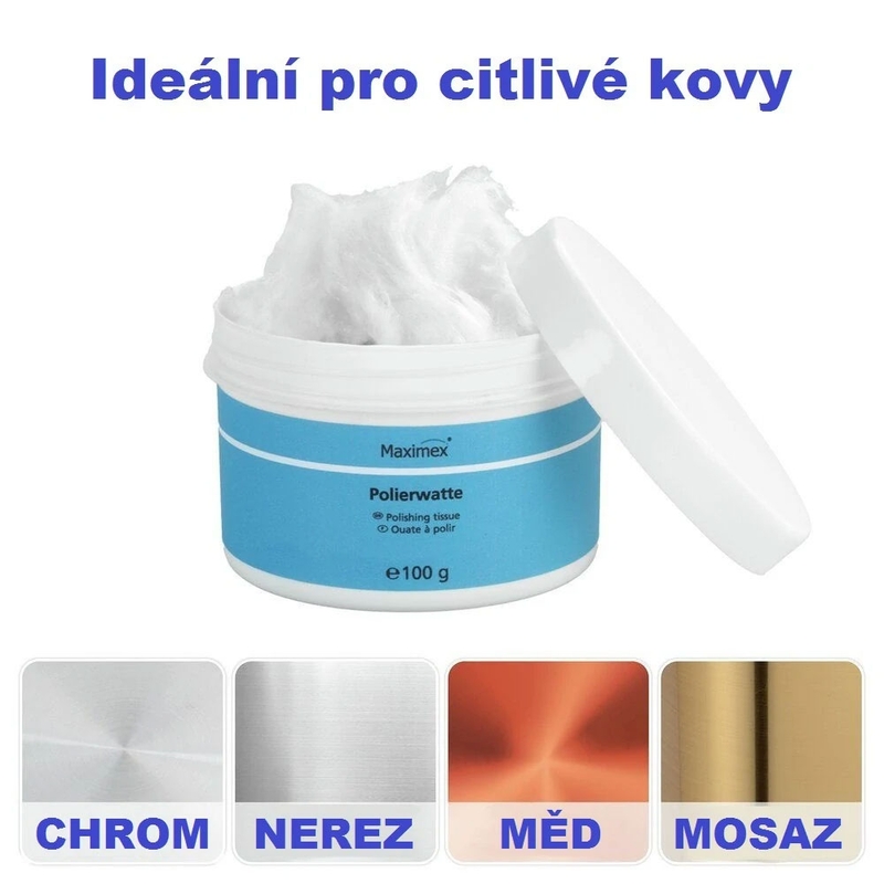 Čistiaca a leštiaca vata na chróm a kovy Maximex 100 g