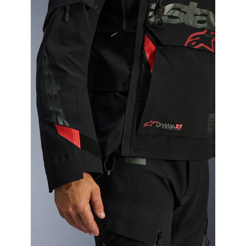 Bunda na motorku Alpinestars Halo PRO Drystar XF čierno-tmavo šedo-červená