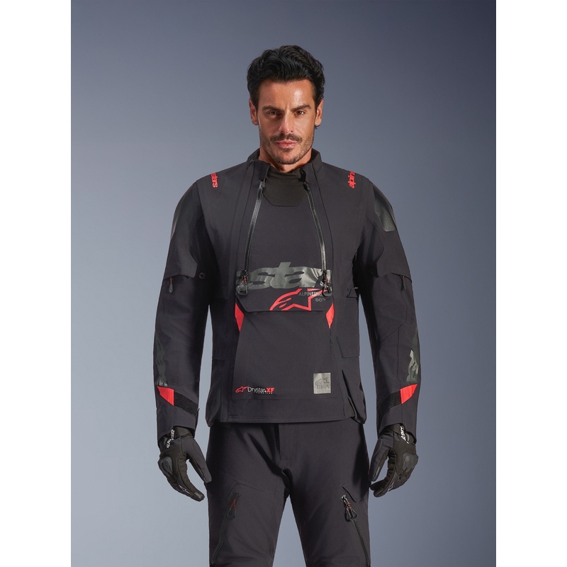 Bunda na motorku Alpinestars Halo PRO Drystar XF čierno-tmavo šedo-červená