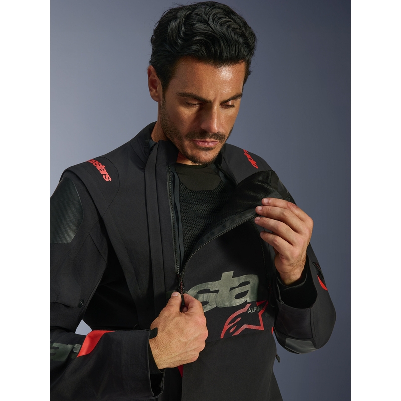 Bunda na motorku Alpinestars Halo PRO Drystar XF čierno-tmavo šedo-červená