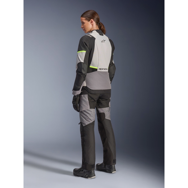 Dámska bunda na motorku Alpinestars Stella Andes V4 Drystar tmavo šedo-svetlo šedo-čierno-fluo žltá