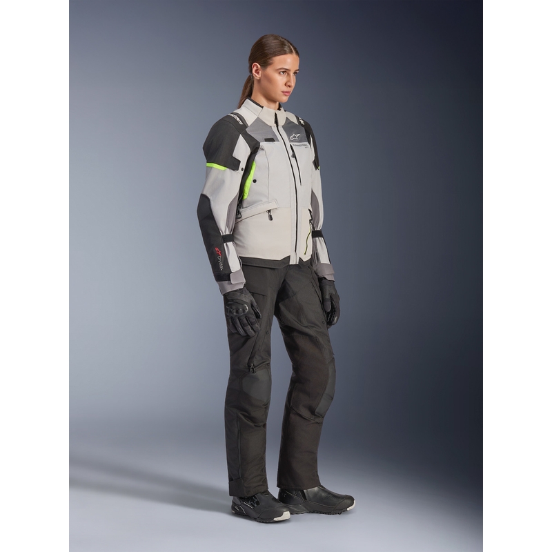 Dámska bunda na motorku Alpinestars Stella Andes V4 Drystar tmavo šedo-svetlo šedo-čierno-fluo žltá
