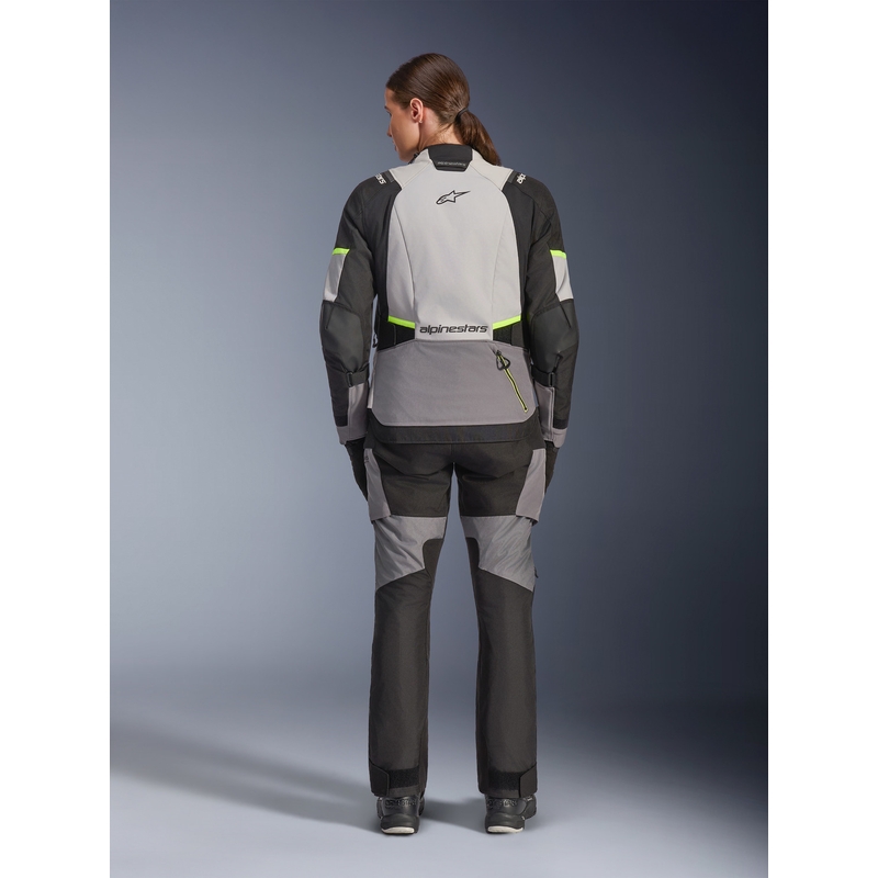 Dámska bunda na motorku Alpinestars Stella Andes V4 Drystar tmavo šedo-svetlo šedo-čierno-fluo žltá