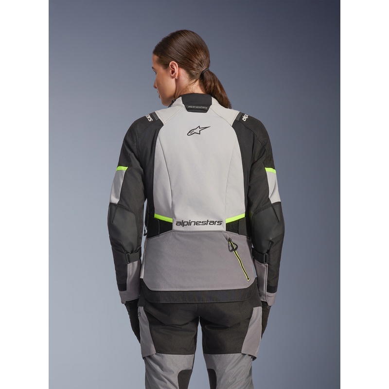 Dámska bunda na motorku Alpinestars Stella Andes V4 Drystar tmavo šedo-svetlo šedo-čierno-fluo žltá
