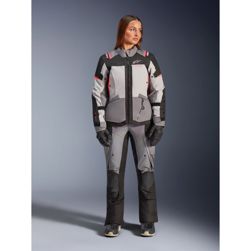 Dámska bunda na motorku Alpinestars Stella Andes V4 Drystar tmavo šedo-svetlo šedo-čierno-červená