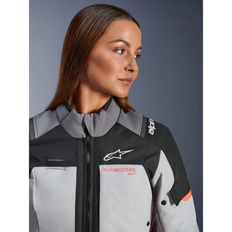 Dámska bunda na motorku Alpinestars Stella Andes V4 Drystar tmavo šedo-svetlo šedo-čierno-červená