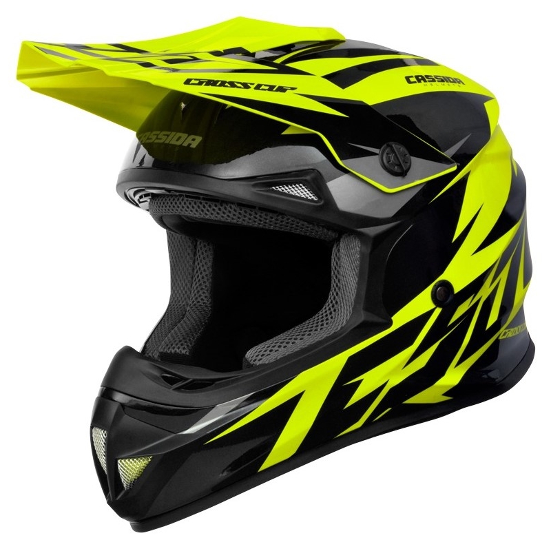 Motokrosová prilba Cassida Cross Cup Two čierno-šedo-fluorescenčno žltá