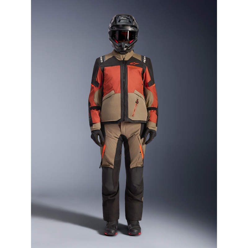 Bunda na motorku Alpinestars Andes V4 Drystar svetlo hnedo-tmavo oranžovo-čierna