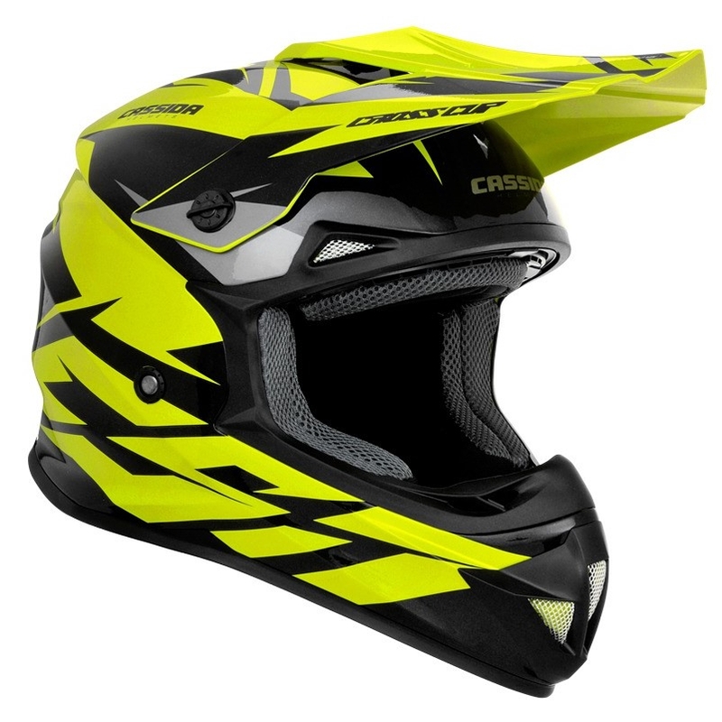 Motokrosová prilba Cassida Cross Cup Two čierno-šedo-fluorescenčno žltá