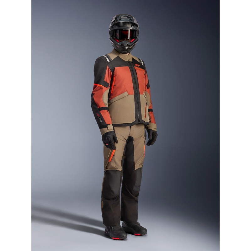 Bunda na motorku Alpinestars Andes V4 Drystar svetlo hnedo-tmavo oranžovo-čierna