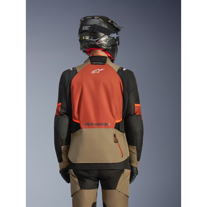 Bunda na motorku Alpinestars Andes V4 Drystar svetlo hnedo-tmavo oranžovo-čierna